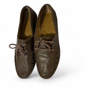 Soft Spots, Vintage, Womens Flat Slip-on Shoes, Brown Leather, Size 8